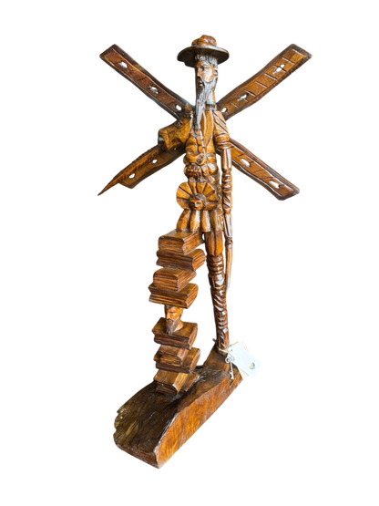Gran Escultura De Don Quijote Madera De Nogal Estilo Antiguo