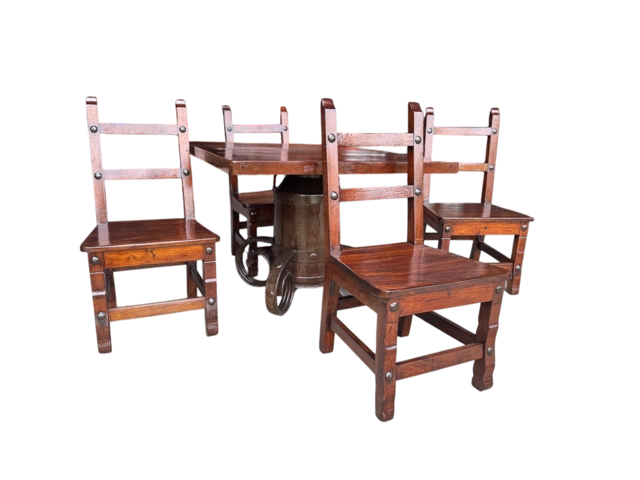 Mesa Comedor Tablon para 4 Personas Base De Bote Lechero