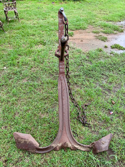 Hermosa Original Ancla Grande Antigua En Hierro Forjado