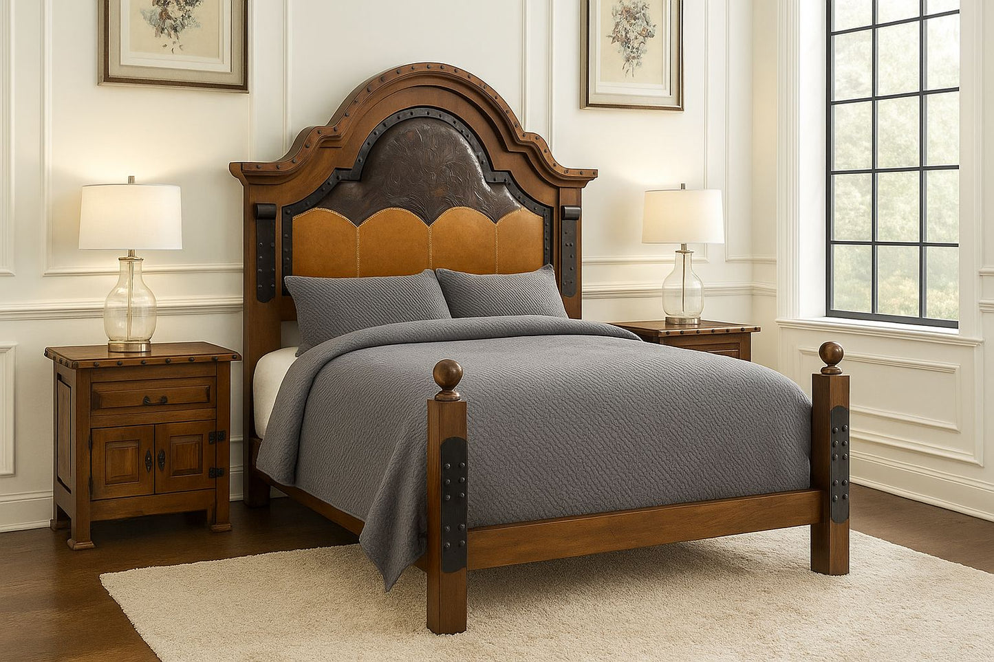 Exclusiva Recamara Mezquite Estilo Colonial