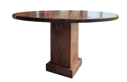 Mesa Comedor Redonda 4 Personas Rodaja Parota Estilo Antiguo