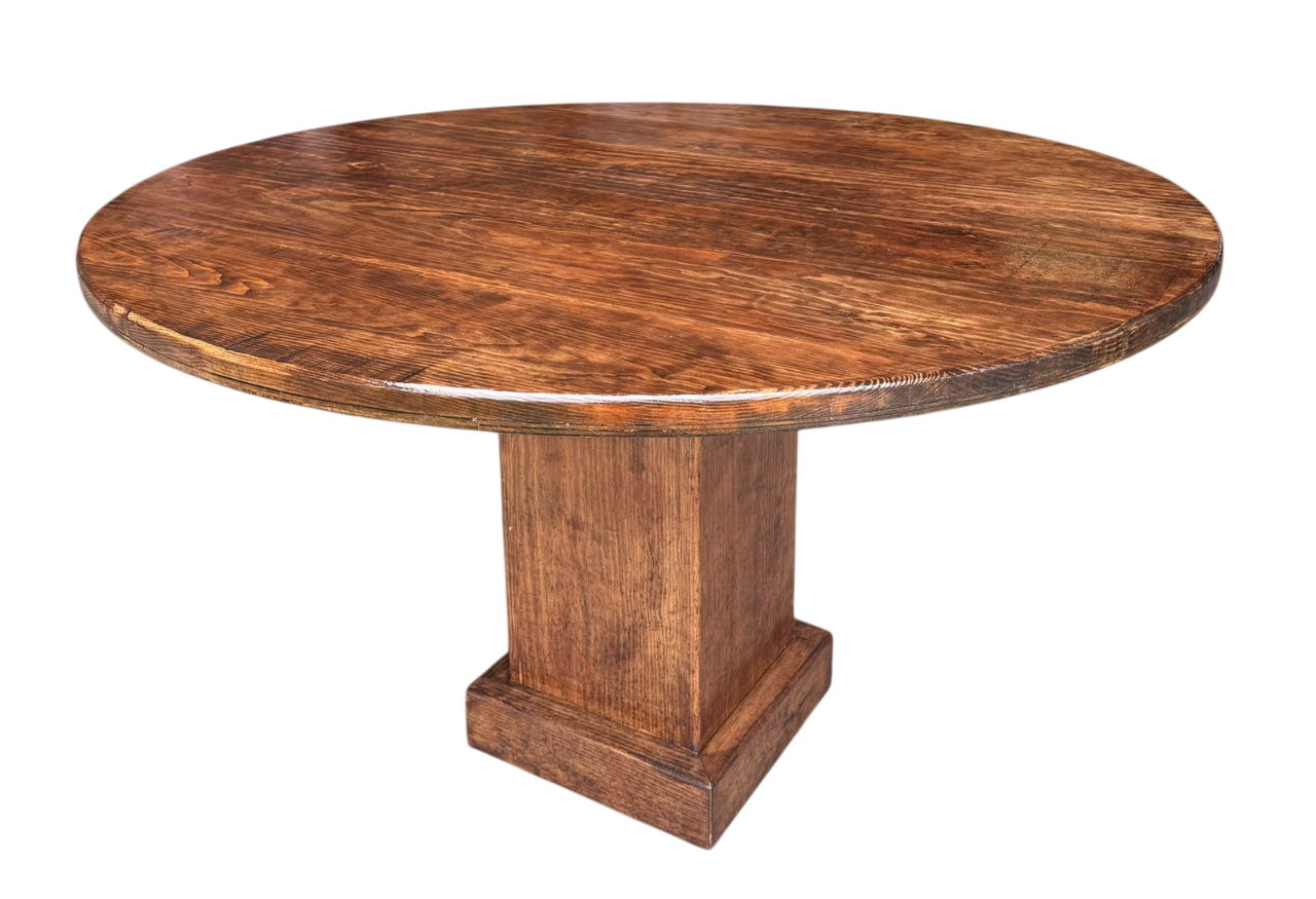 Mesa Comedor Redonda 4 Personas Rodaja Parota Estilo Antiguo