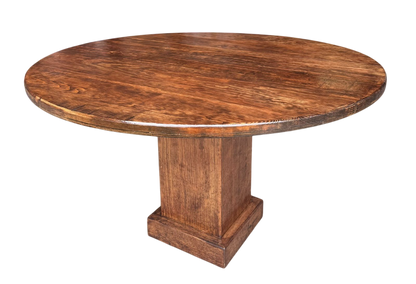 Mesa Comedor Redonda 4 Personas Rodaja Parota Estilo Antiguo