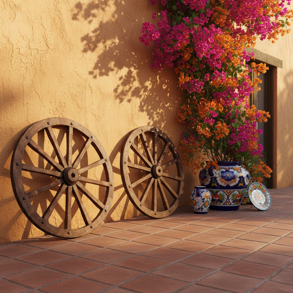 Rueda De Carreta De Madera Antigua