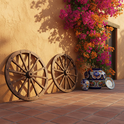 Rueda De Carreta De Madera Antigua