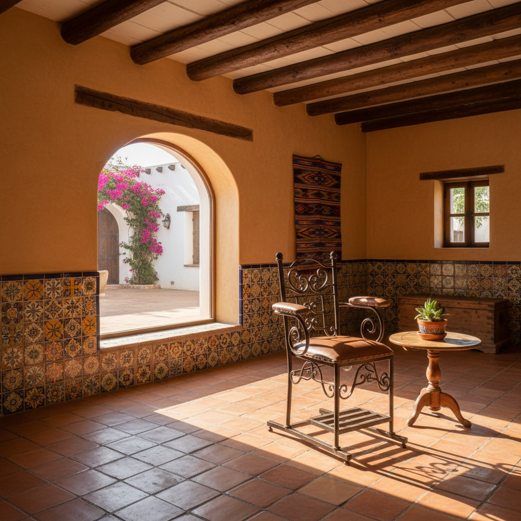 Silla Mecedora De Hierro Forjado Y Madera Estilo Antiguo