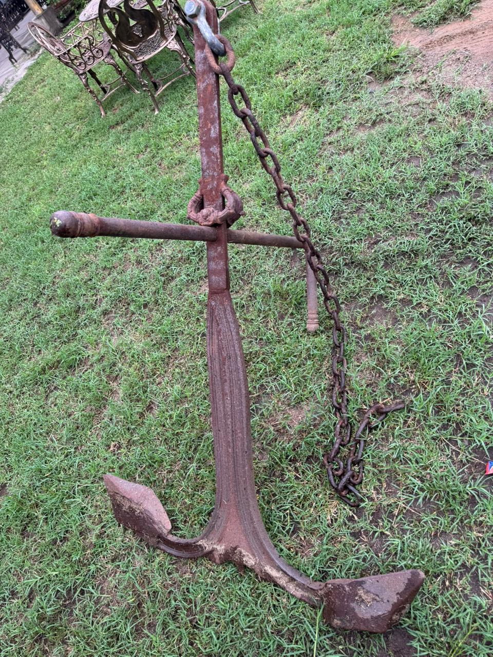 Hermosa Original Ancla Grande Antigua En Hierro Forjado