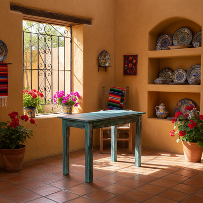 Mesa de Encino Pequeña De Centro Estilo Vintage para Cuatro Personas