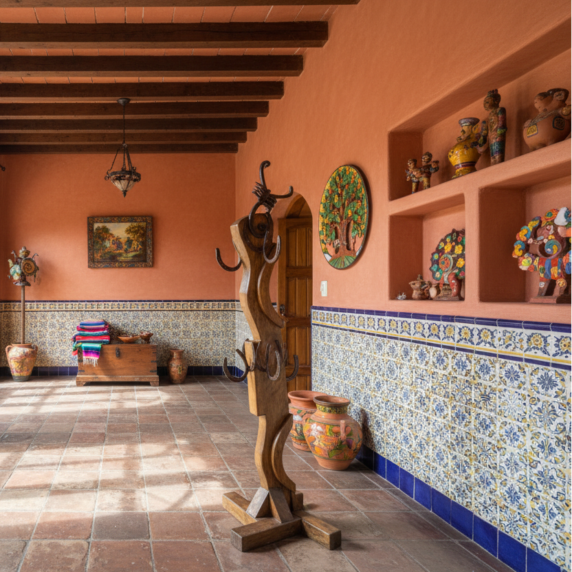 Antiguo Y Original Perchero Artesanal Madera Vieja