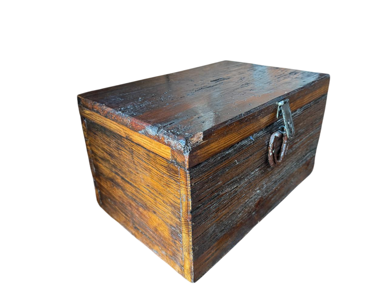 Antiguo Baul De Madera De Encino