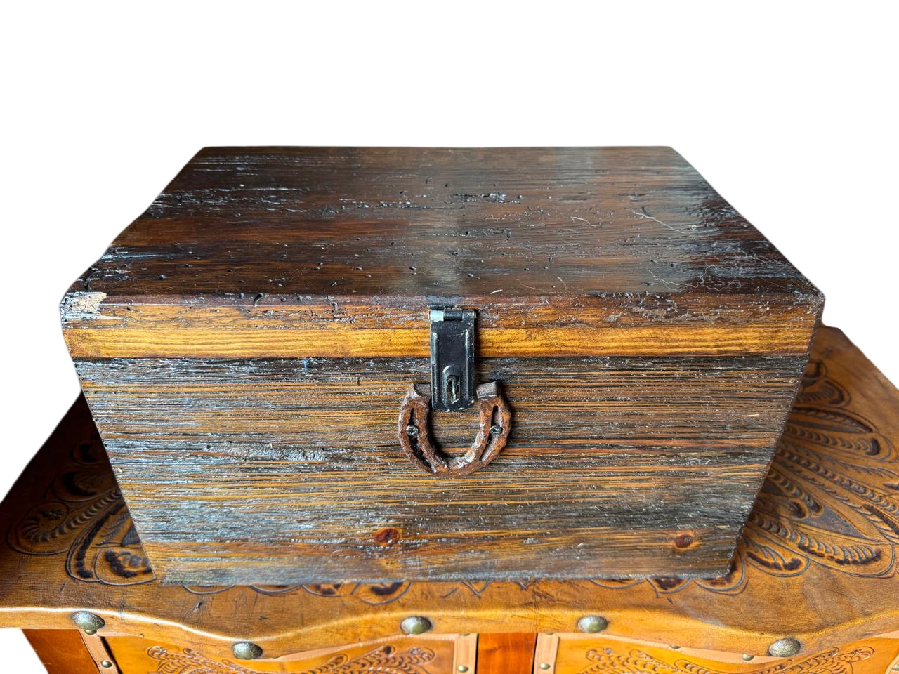 Antiguo Baul De Madera De Encino