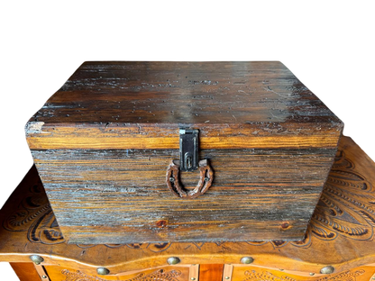 Antiguo Baul De Madera De Encino