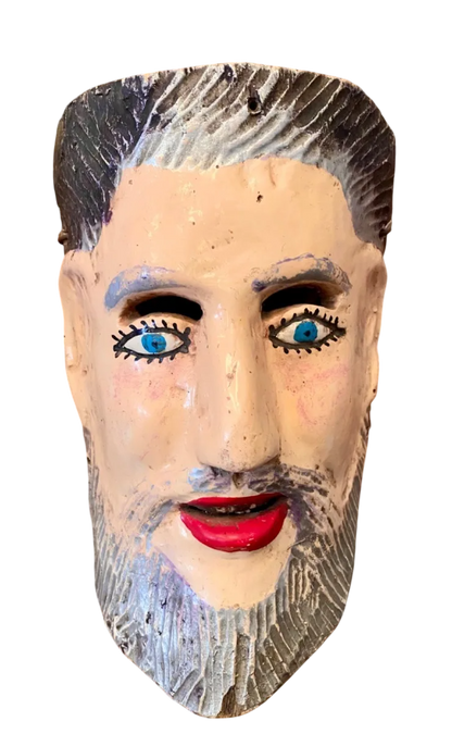 Mascara De Madera Pintada A Mano Original Y Antigua