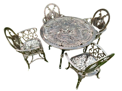 Comedor Artesanal Jardín Aluminio Reforzado Estilo Antiguo