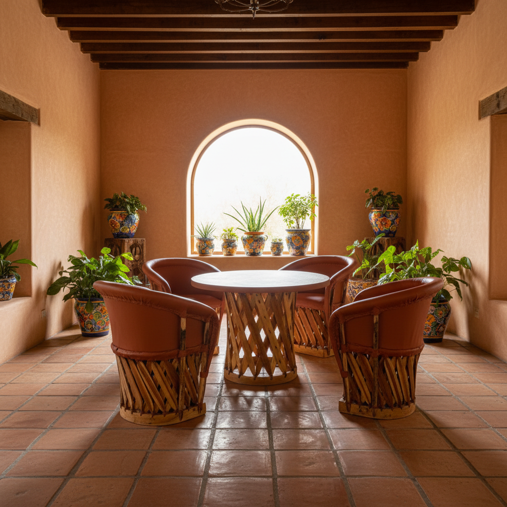 Comedor Equipales Tradicionales Estilo Antiguo De 4 Sillones Muy Comodos. Gran Calidad