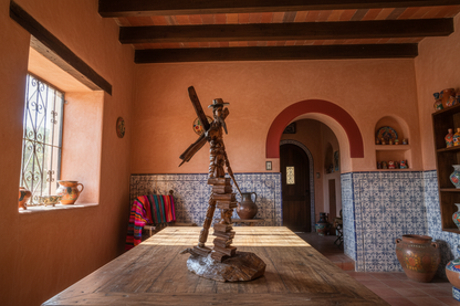 Gran Escultura De Don Quijote Madera De Nogal Estilo Antiguo