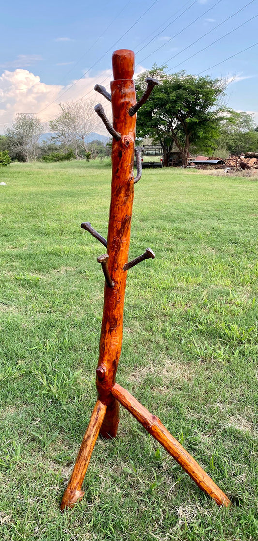Rustic Coat Rack Made of Sustainable Wood in an Antique Style.