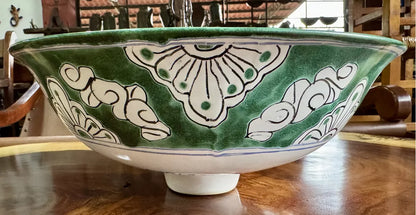 Lavabo Redondo En Talavera Fina Estilo Pavo