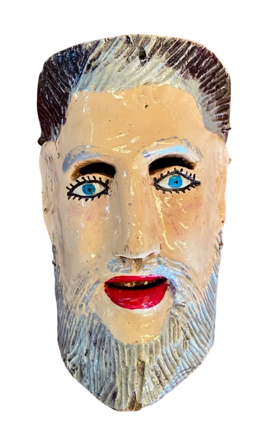 Mascara De Madera Pintada A Mano Original Y Antigua