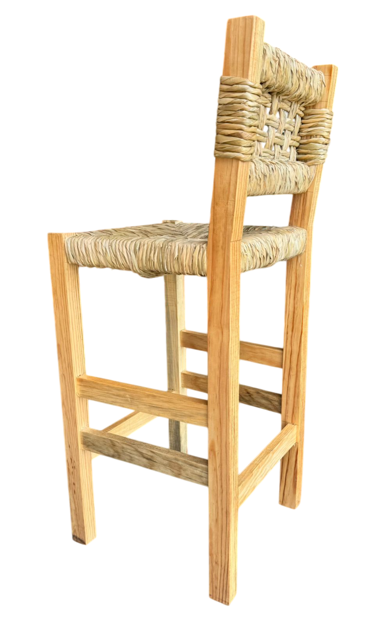 Banco Artesanal Sustentable Madera Y Forja Tejido Con Tule.