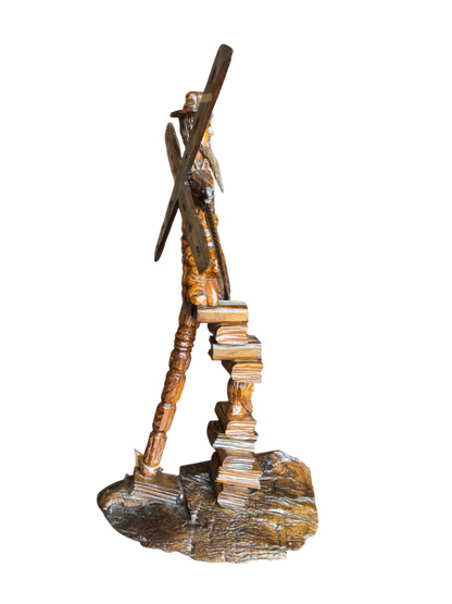 Gran Escultura De Don Quijote Madera De Nogal Estilo Antiguo