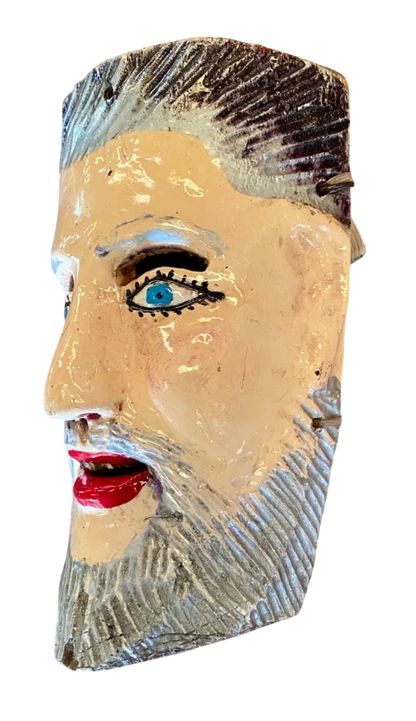 Mascara De Madera Pintada A Mano Original Y Antigua