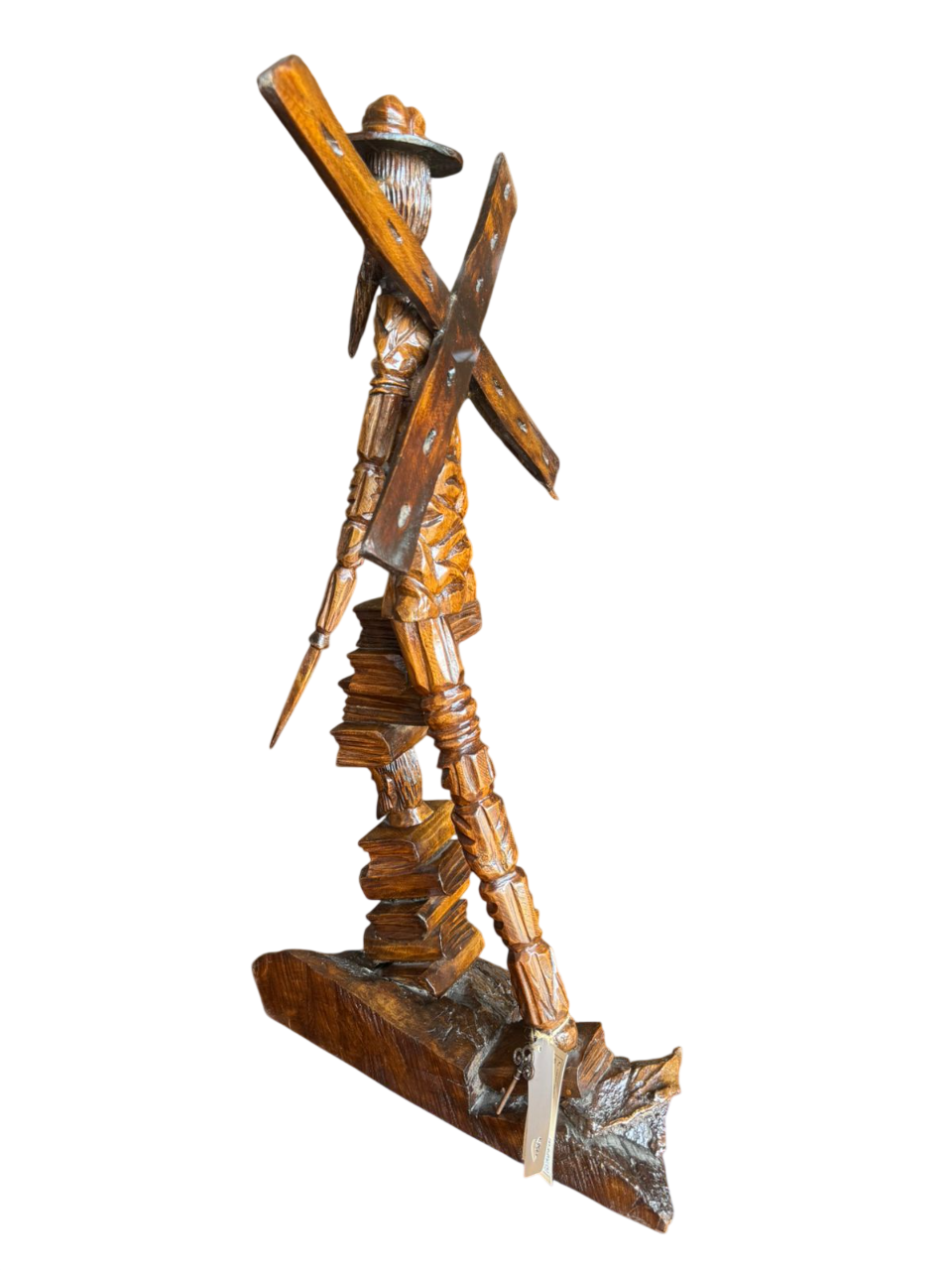 Gran Escultura De Don Quijote Madera De Nogal Estilo Antiguo
