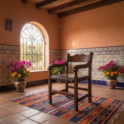 Sillon de Mezquite y Piel para Cabecera de Comedor