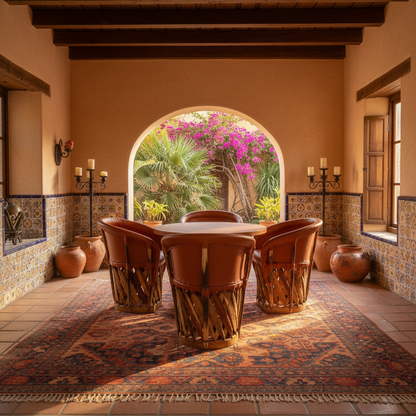 Comedor Equipales Tradicionales Estilo Antiguo De 4 Sillones Muy Comodos. Gran Calidad