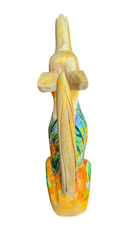 Escultura De Coyote Madera Y Pintada A Mano