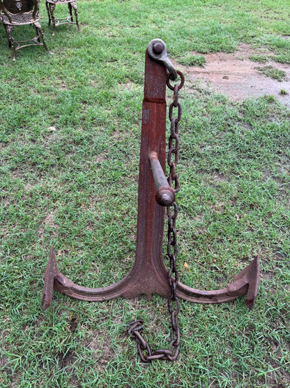 Hermosa Original Ancla Grande Antigua En Hierro Forjado Grande