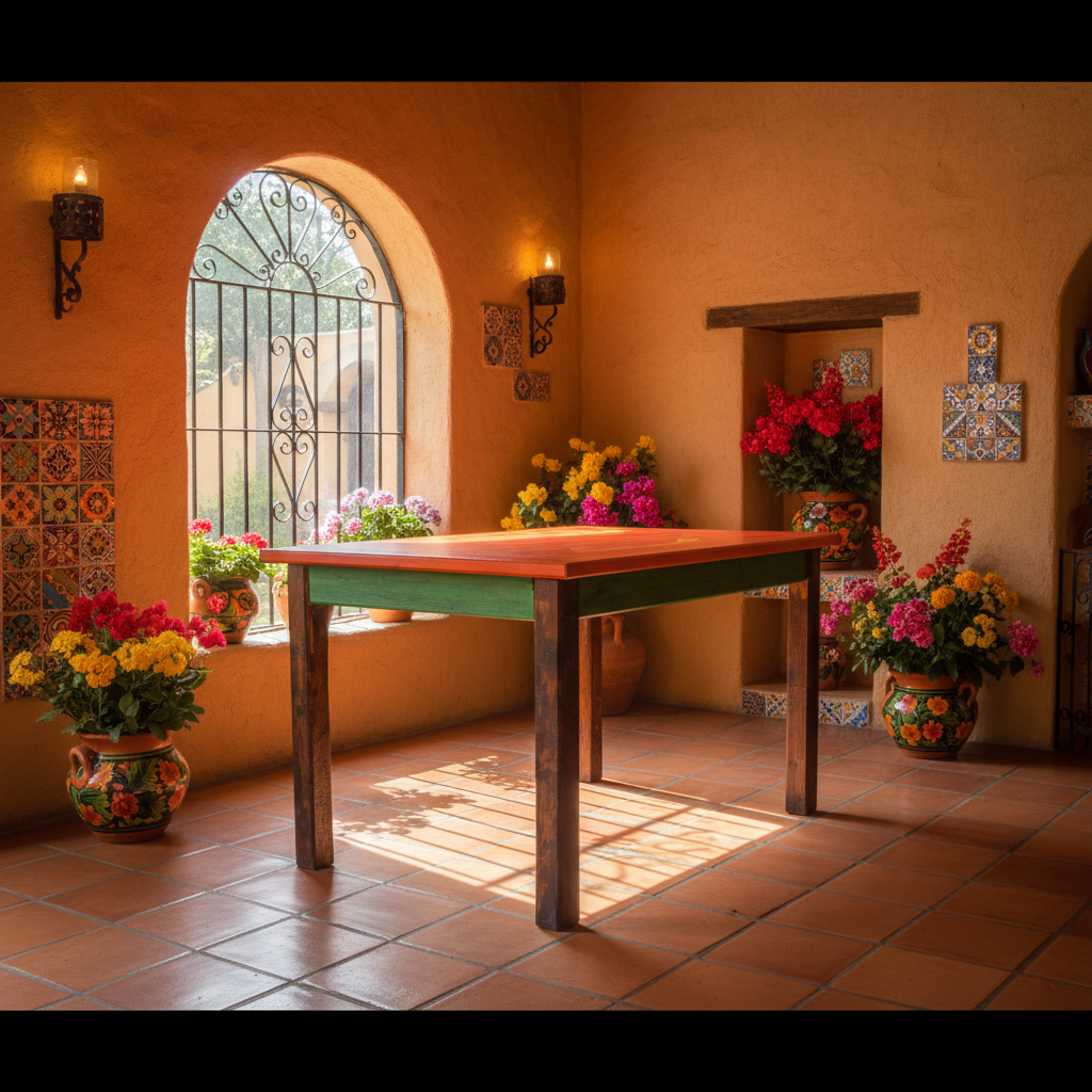 Mesa Artesanal Madera Sustentable Comedor Estilo Antiguo