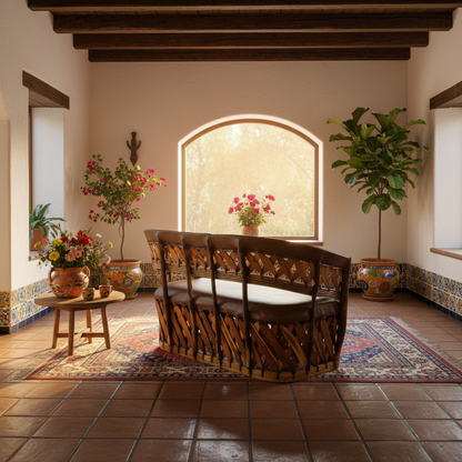 Silla Love Seat Equipal Artesanal Estilo Antiguo.