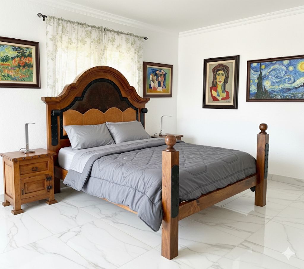 Exclusiva Recamara Mezquite Estilo Colonial