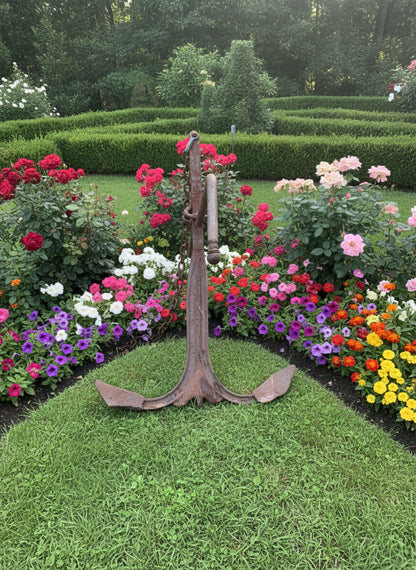 Hermosa Original Ancla Grande Antigua En Hierro Forjado