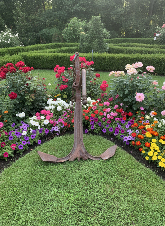 Hermosa Original Ancla Grande Antigua En Hierro Forjado