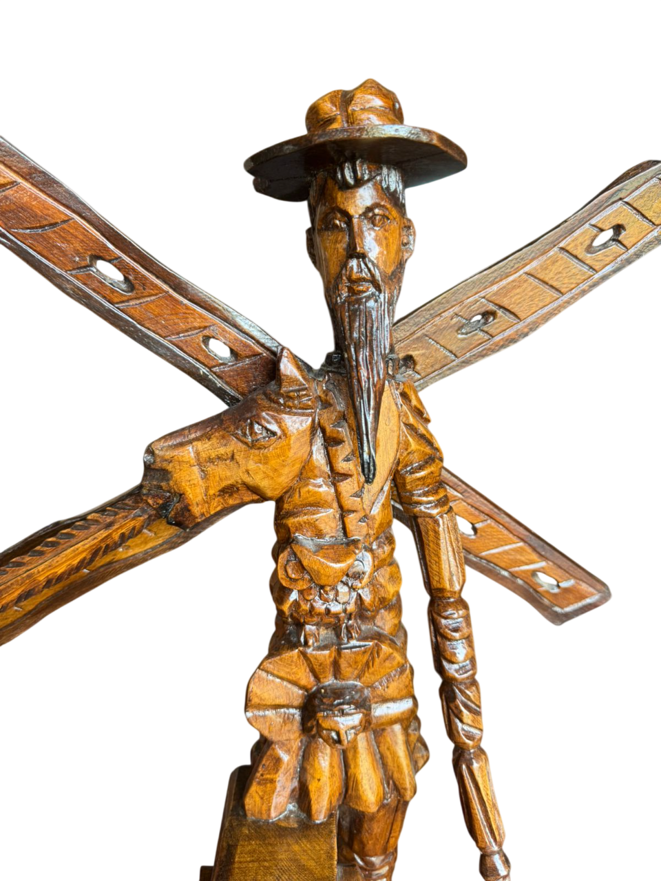 Gran Escultura De Don Quijote Madera De Nogal Estilo Antiguo