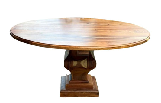 Mesa de comedor circular de madera de parota para 8 personas, 150 cm de diámetro