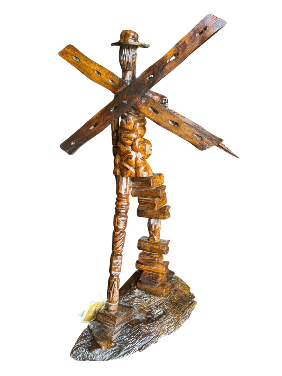 Gran Escultura De Don Quijote Madera De Nogal Estilo Antiguo