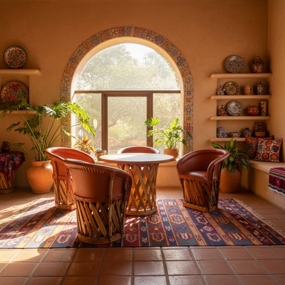 Comedor Equipales Tradicionales Estilo Antiguo De 4 Sillones Muy Comodos. Gran Calidad