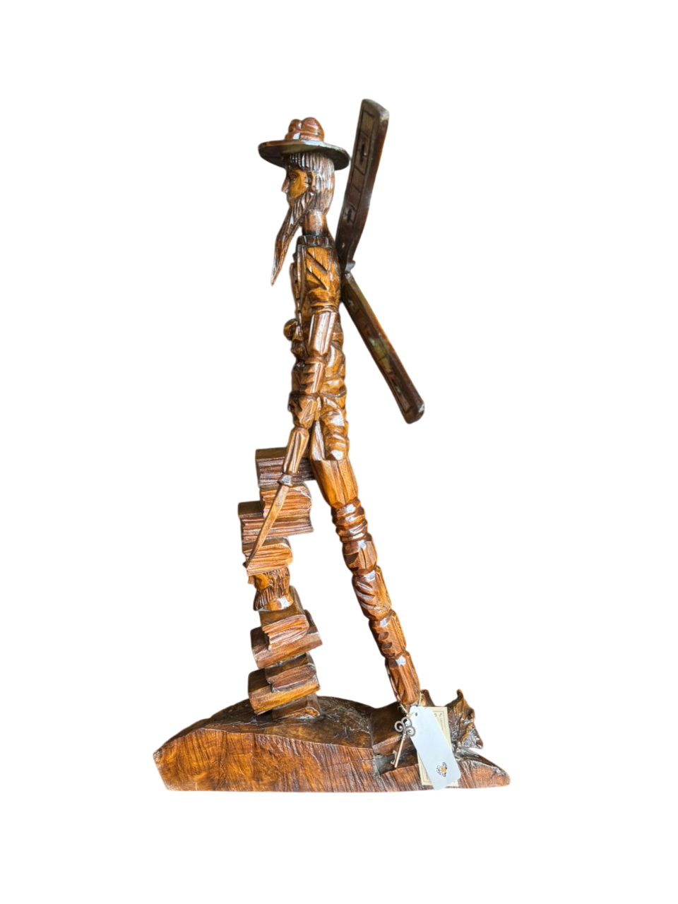 Gran Escultura De Don Quijote Madera De Nogal Estilo Antiguo
