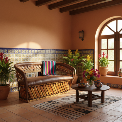 Silla Love Seat Equipal Artesanal Estilo Antiguo.