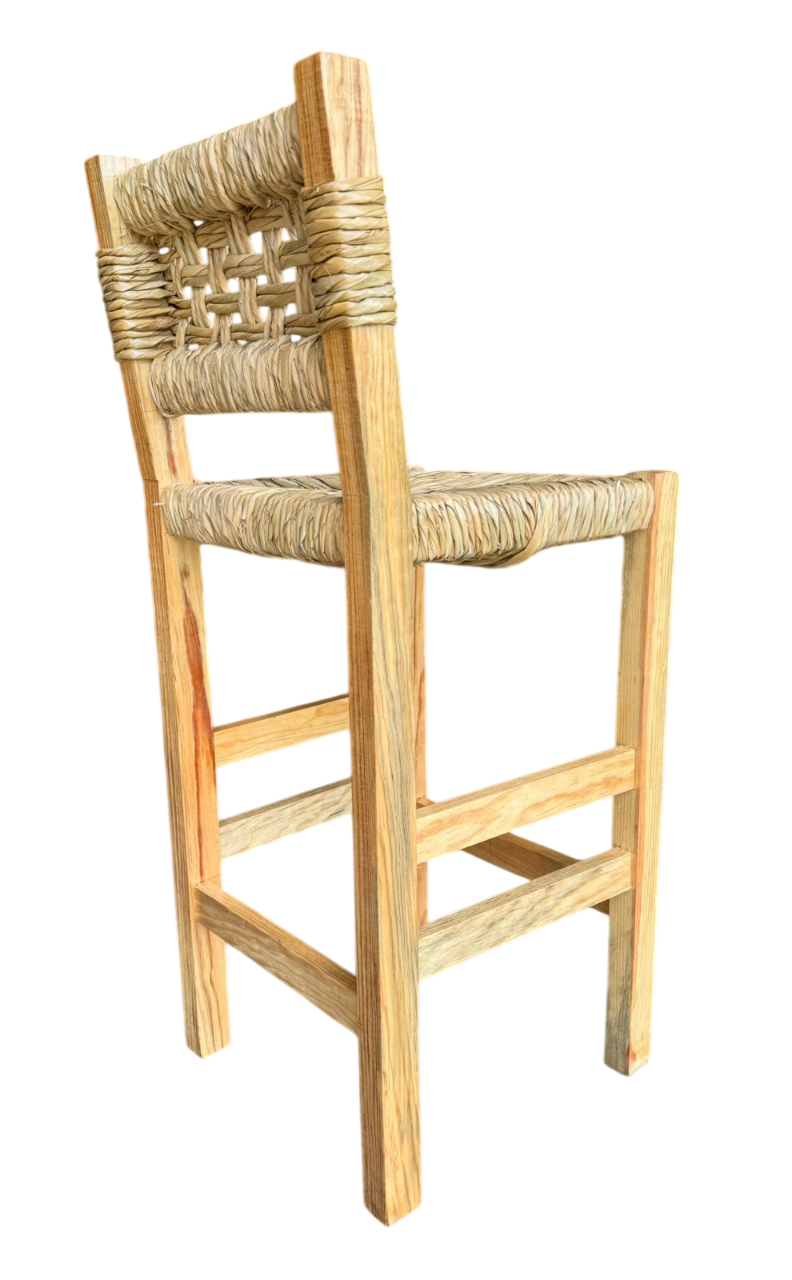 Banco Artesanal Sustentable Madera Y Forja Tejido Con Tule.