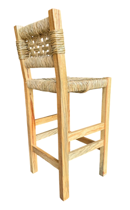 Banco Artesanal Sustentable Madera Y Forja Tejido Con Tule.