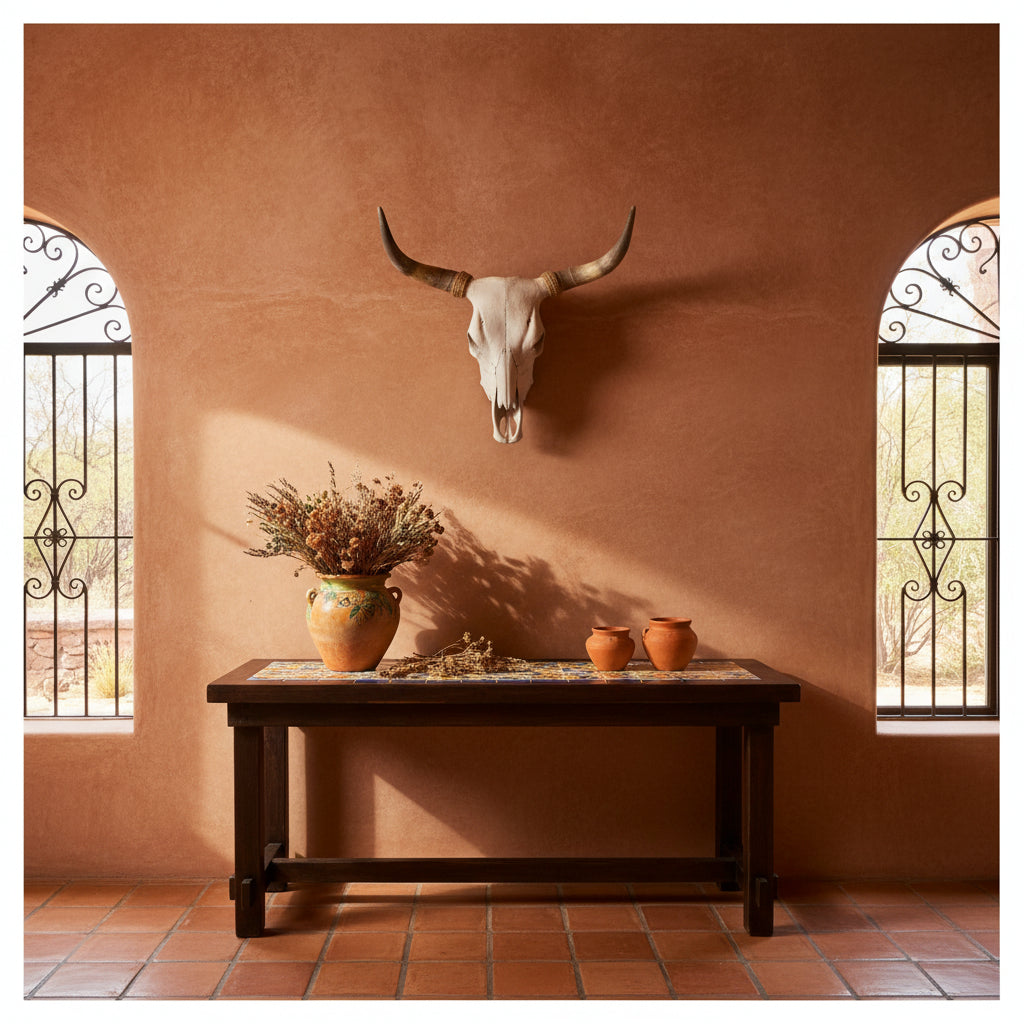 Cráneo Original de Toro con Cuernos para Decoración Estilo Antiguo