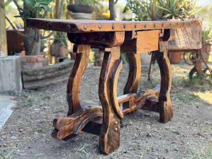 Original Sideboard with Drawers and Yoke Legs, Made of Wood and Antique Door