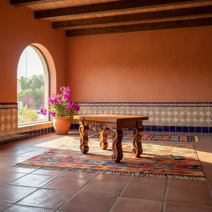 Mesa de Centro de Mezquite Tallada a Mano
