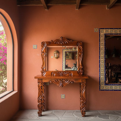 Credenza Tallada Madera De Mezquite Estilo Antigua Conquista