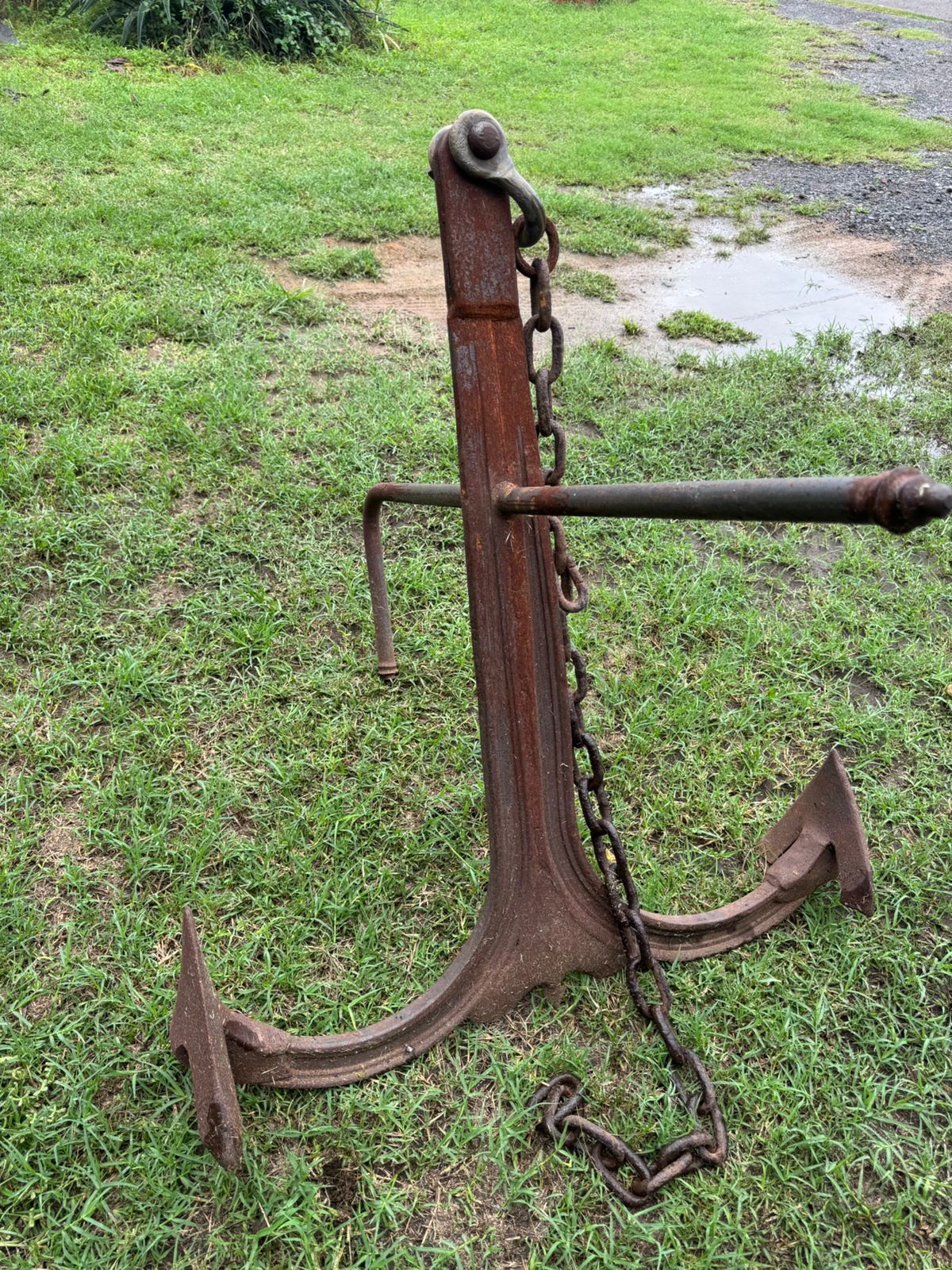 Hermosa Original Ancla Grande Antigua En Hierro Forjado Grande