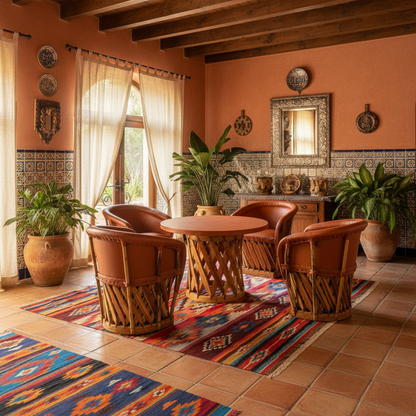 Comedor Equipales Tradicionales Estilo Antiguo De 4 Sillones Muy Comodos. Gran Calidad